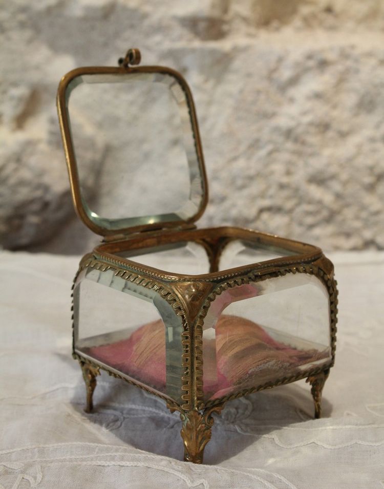 Napoleon III brass and beveled glass jewelry box, late 19th century