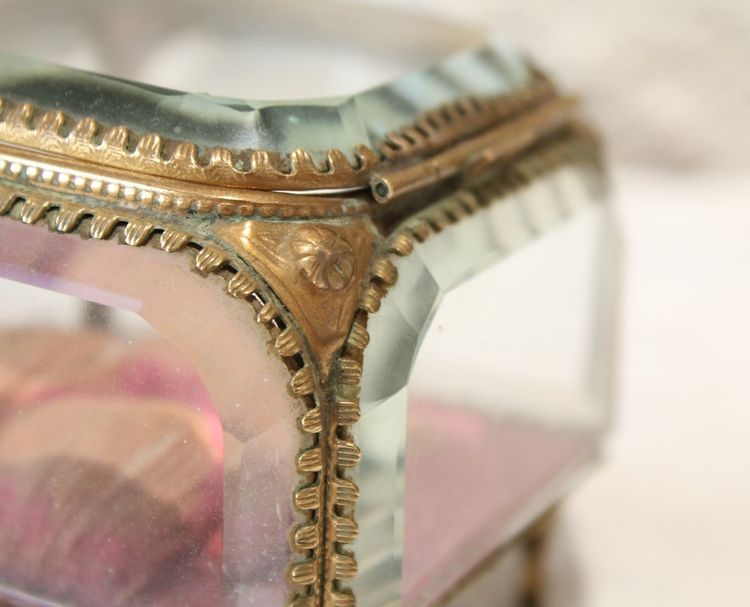 Napoleon III brass and beveled glass jewelry box, late 19th century