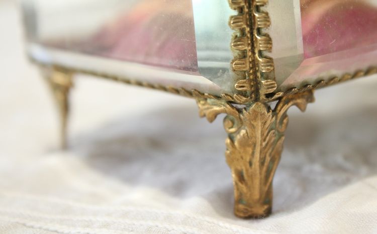 Napoleon III brass and beveled glass jewelry box, late 19th century