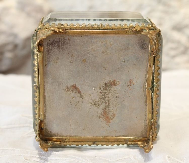 Napoleon III brass and beveled glass jewelry box, late 19th century