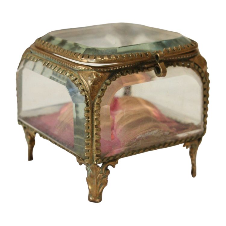 Napoleon III brass and beveled glass jewelry box, late 19th century