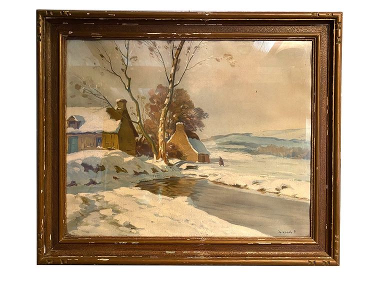 Paul André Jean Eschbach (1881-1961) oil on paper. “Snowy landscape”