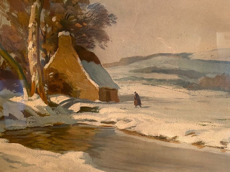 Paul André Jean Eschbach (1881-1961) oil on paper. “Snowy landscape”