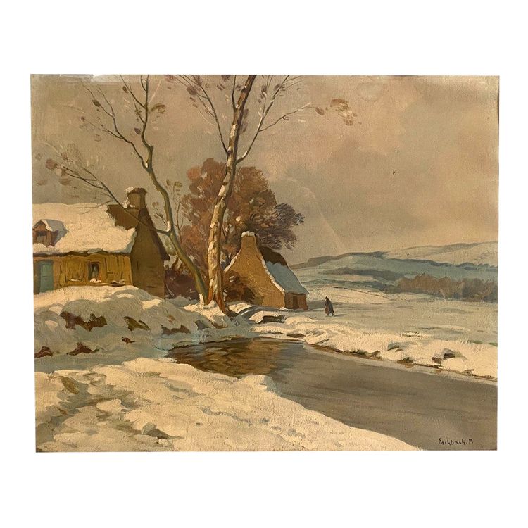 Paul André Jean Eschbach (1881-1961) oil on paper. “Snowy landscape”