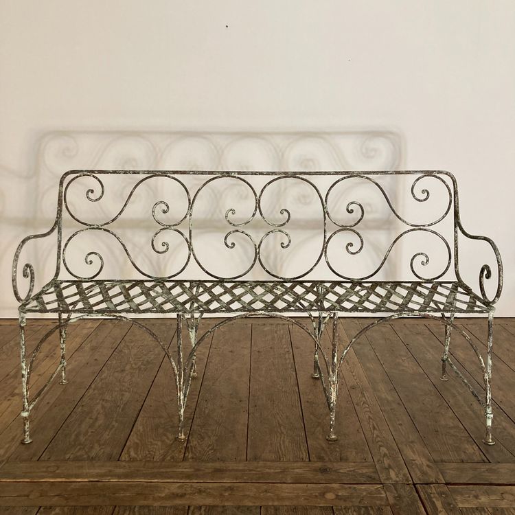 19th century riveted wrought iron bench