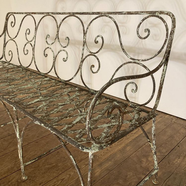 19th century riveted wrought iron bench
