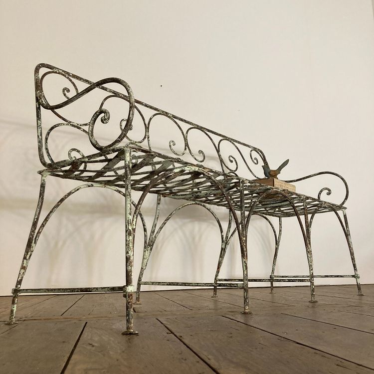 19th century riveted wrought iron bench
