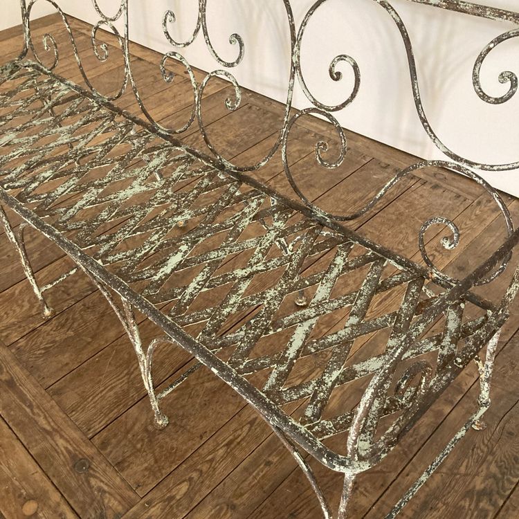 19th century riveted wrought iron bench