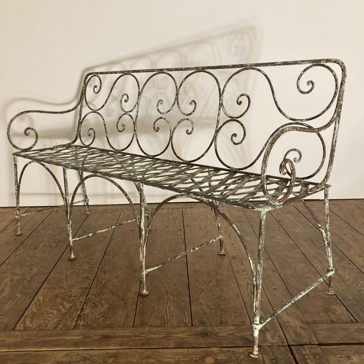 19th century riveted wrought iron bench
