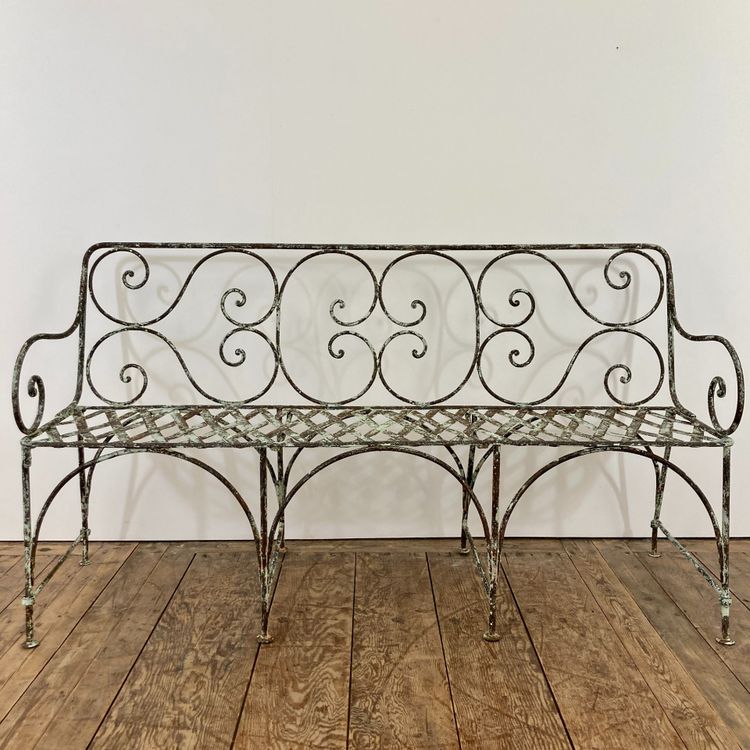 19th century riveted wrought iron bench