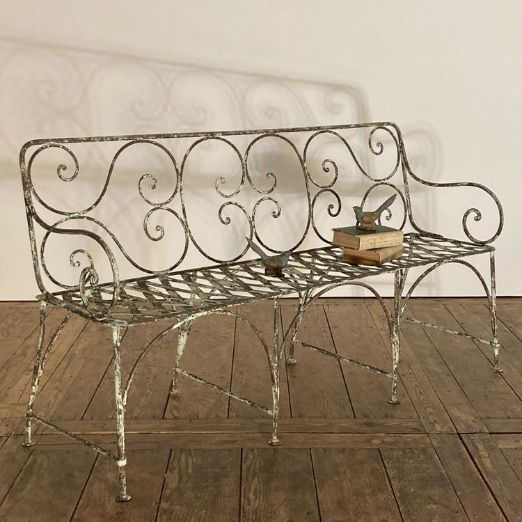 19th century riveted wrought iron bench