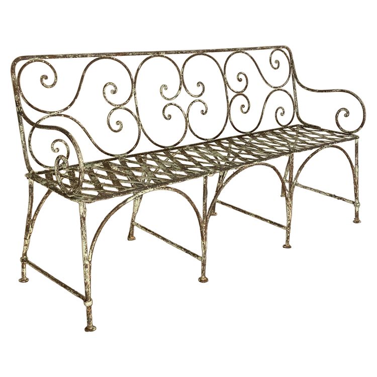 19th century riveted wrought iron bench
