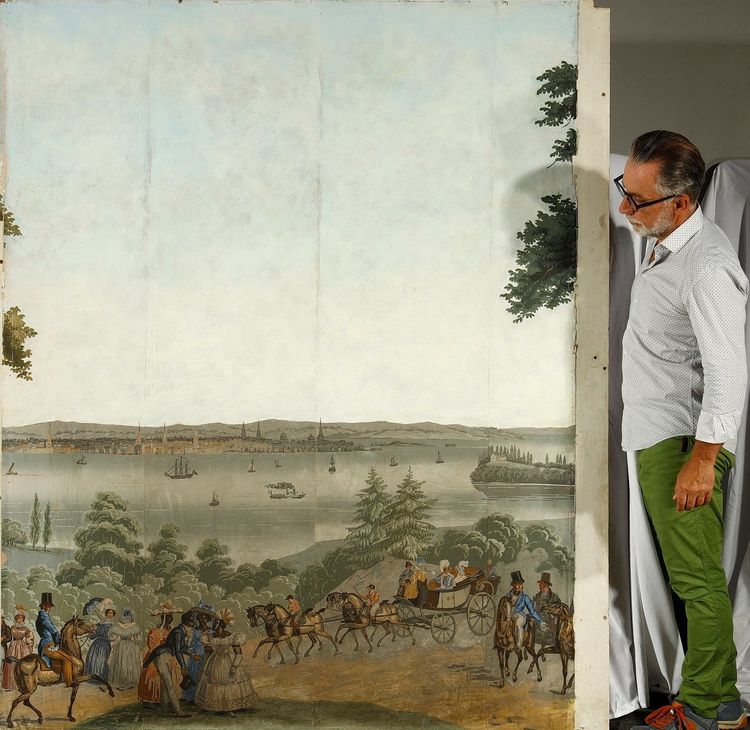SET OF FIVE WALLPAPERS FROM THE "VUES D'AMÉRIQUE DU NORD" SERIES BY ZUBER & CIE