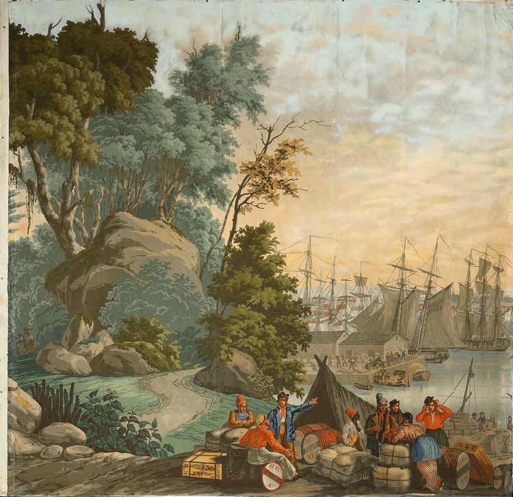 SET OF FIVE WALLPAPERS FROM THE "VUES D'AMÉRIQUE DU NORD" SERIES BY ZUBER & CIE