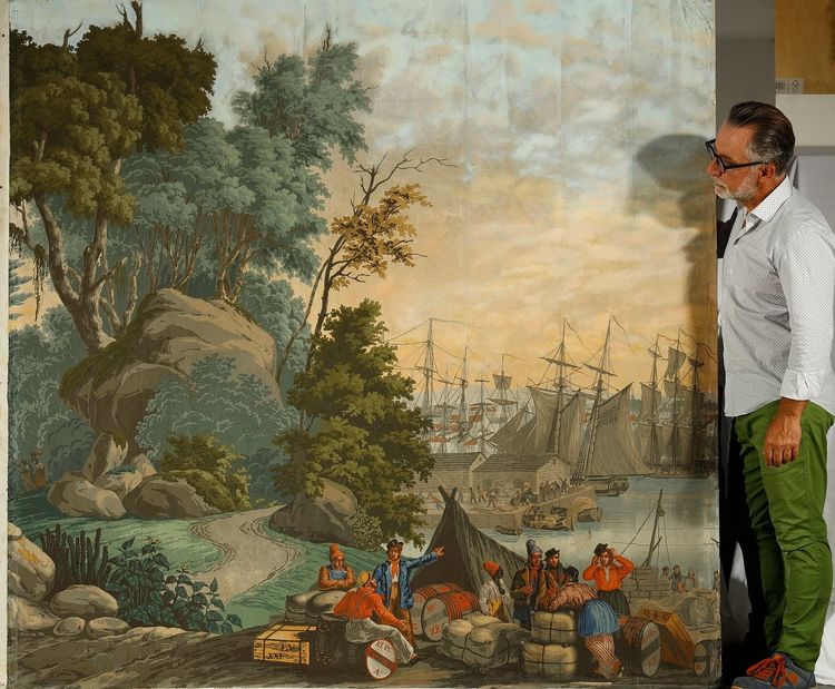 SET OF FIVE WALLPAPERS FROM THE "VUES D'AMÉRIQUE DU NORD" SERIES BY ZUBER & CIE