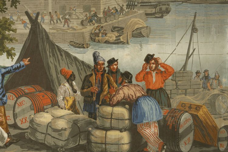 SET OF FIVE WALLPAPERS FROM THE "VUES D'AMÉRIQUE DU NORD" SERIES BY ZUBER & CIE