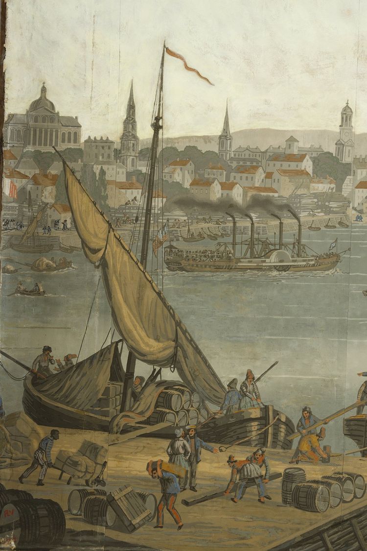 SET OF FIVE WALLPAPERS FROM THE "VUES D'AMÉRIQUE DU NORD" SERIES BY ZUBER & CIE