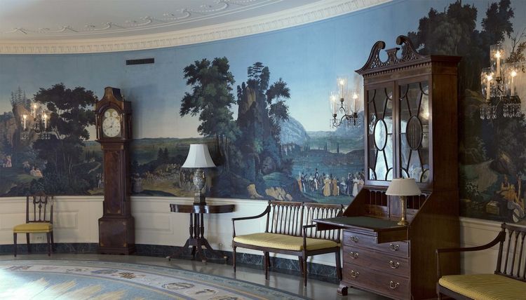 SET OF FIVE WALLPAPERS FROM THE "VUES D'AMÉRIQUE DU NORD" SERIES BY ZUBER & CIE