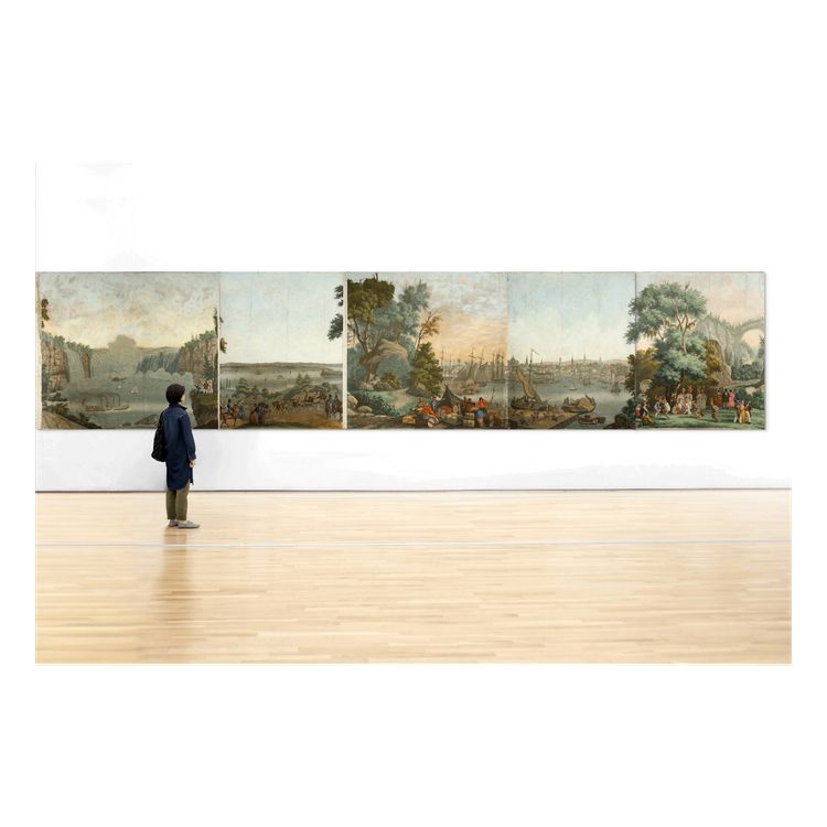 SET OF FIVE WALLPAPERS FROM THE "VUES D'AMÉRIQUE DU NORD" SERIES BY ZUBER & CIE