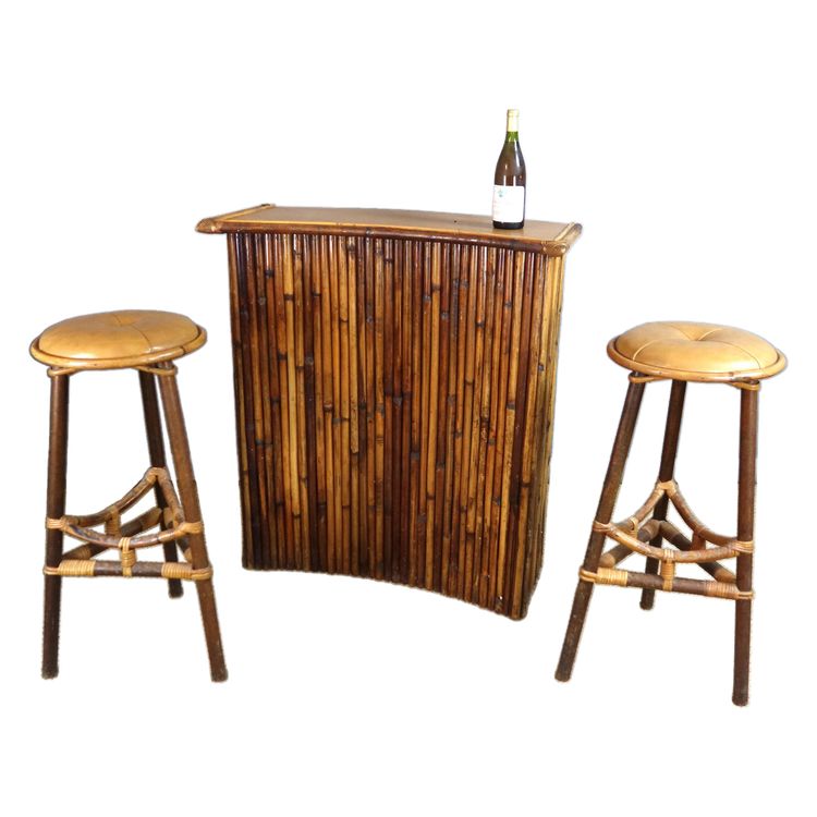 Bar en bambou et ses deux tabourets