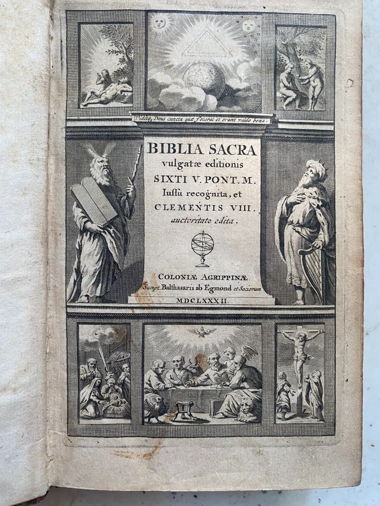 BIBLIA SACRA Vulgatae Editionis Sixti V. Pont. Mr. Iuslu recognized VIII. auctoritate eddita 1682 Col