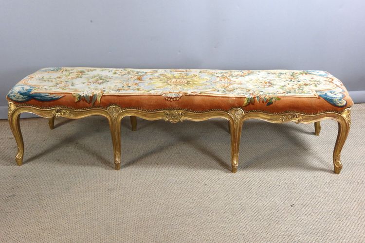 Large Louis XV style gilded wooden bench