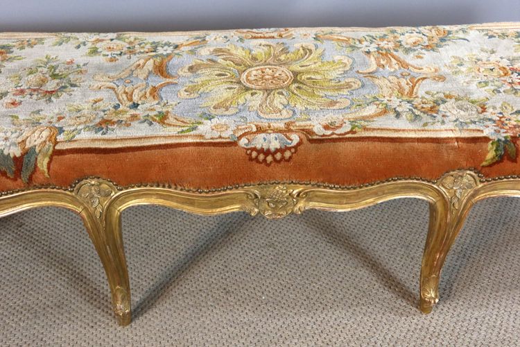 Large Louis XV style gilded wooden bench