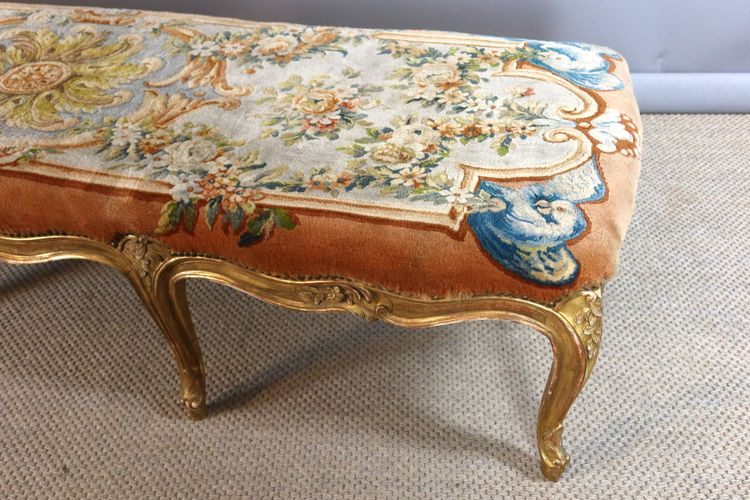 Large Louis XV style gilded wooden bench