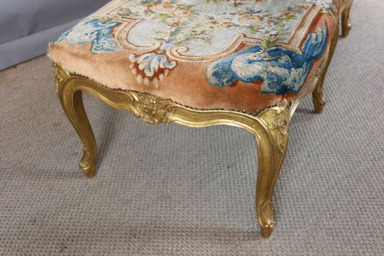 Large Louis XV style gilded wooden bench