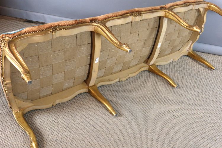 Large Louis XV style gilded wooden bench