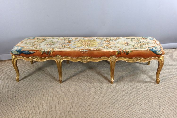 Large Louis XV style gilded wooden bench