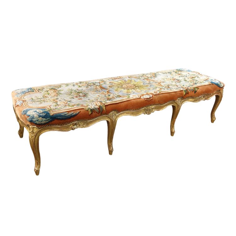 Large Louis XV style gilded wooden bench