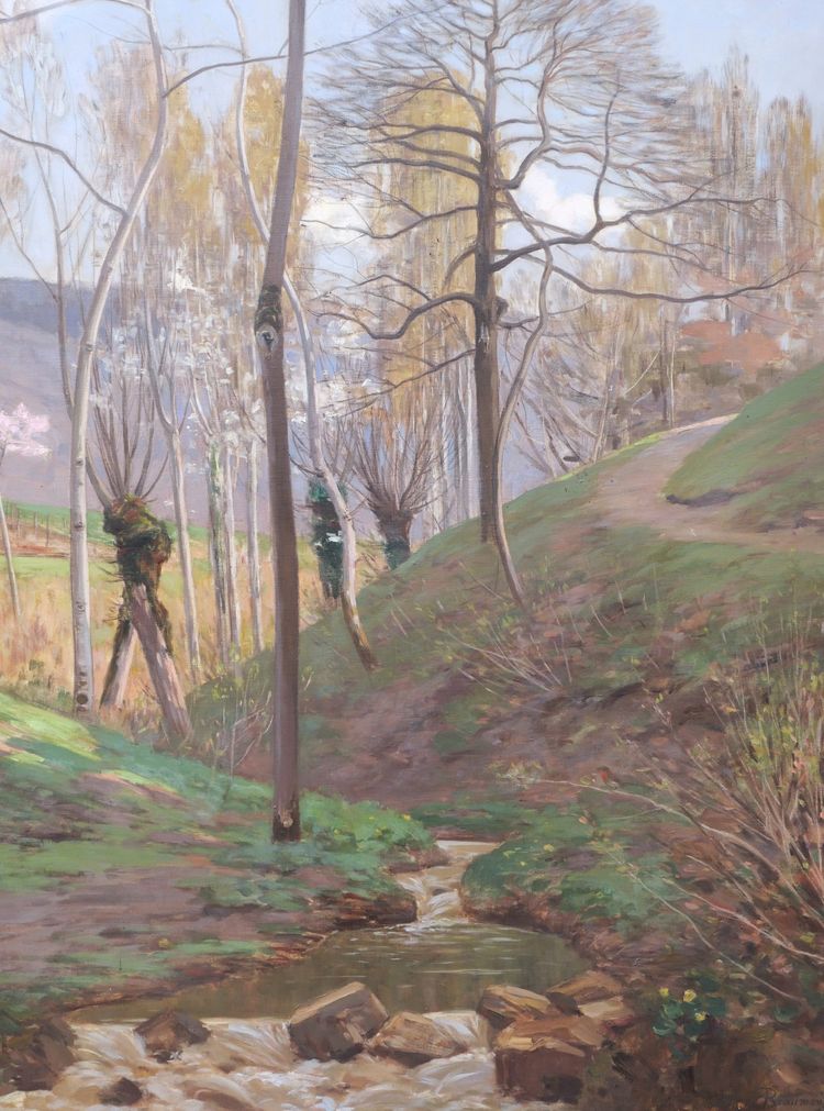 Auguste de BEAUMONT, Landschaft mit Erntehelfern in Collonges bei Genf (GROSSFORMAT)