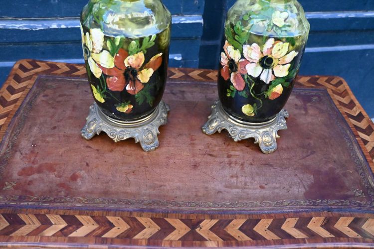 Coppia di lampade in terracotta di Montigny sur Loing, fine XIX secolo