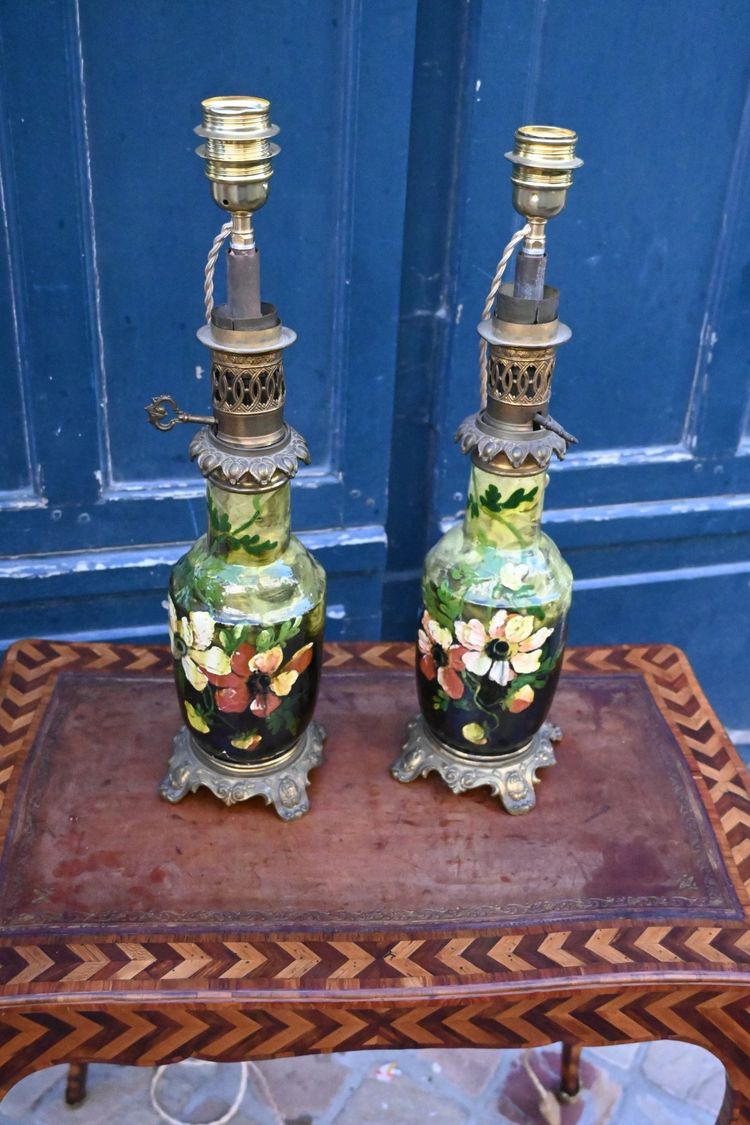 Coppia di lampade in terracotta di Montigny sur Loing, fine XIX secolo