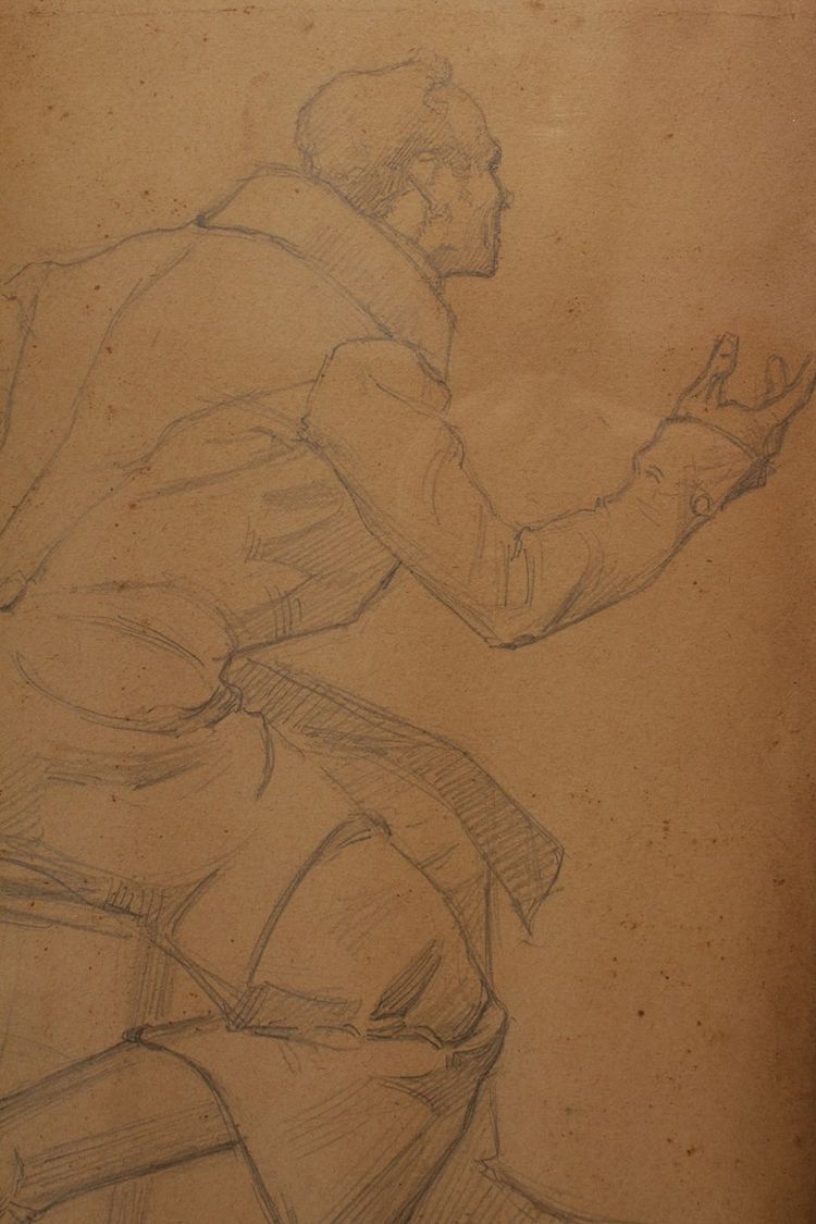 Pencil drawing 'Man in a frock coat' Signed André Marchand (1877-1951)