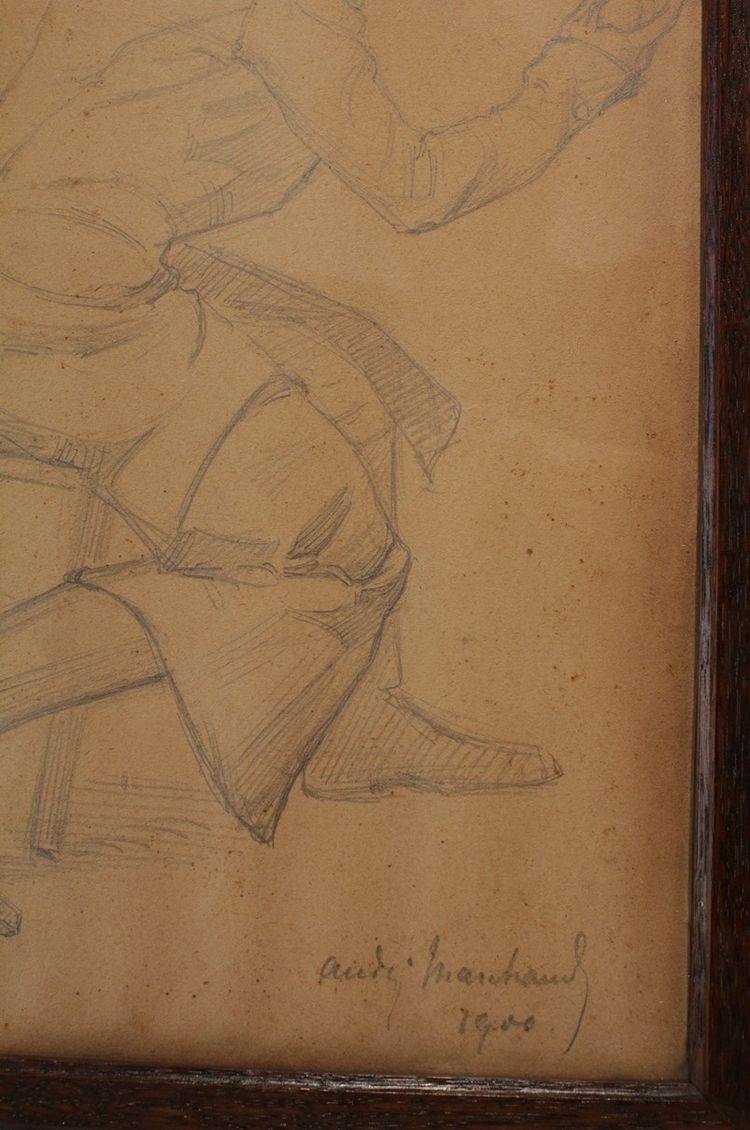 Pencil drawing 'Man in a frock coat' Signed André Marchand (1877-1951)
