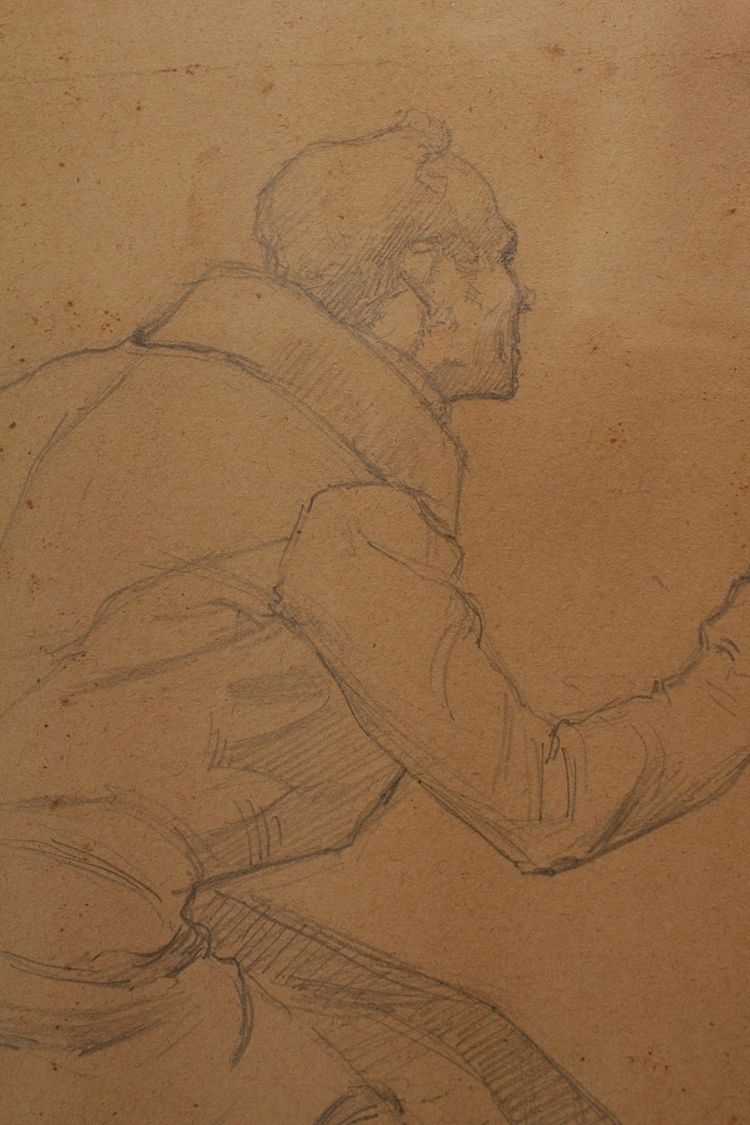 Pencil drawing 'Man in a frock coat' Signed André Marchand (1877-1951)