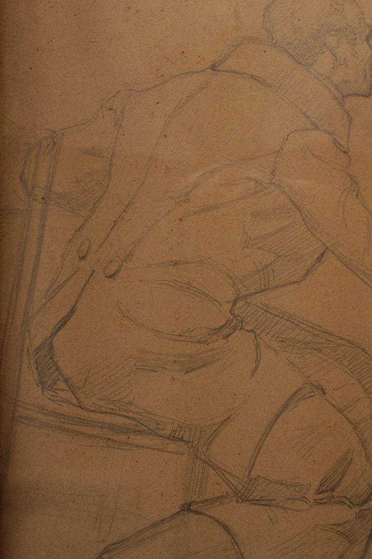 Pencil drawing 'Man in a frock coat' Signed André Marchand (1877-1951)