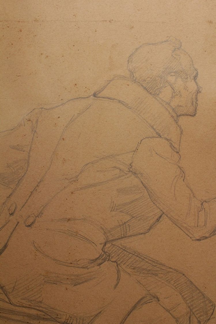 Pencil drawing 'Man in a frock coat' Signed André Marchand (1877-1951)