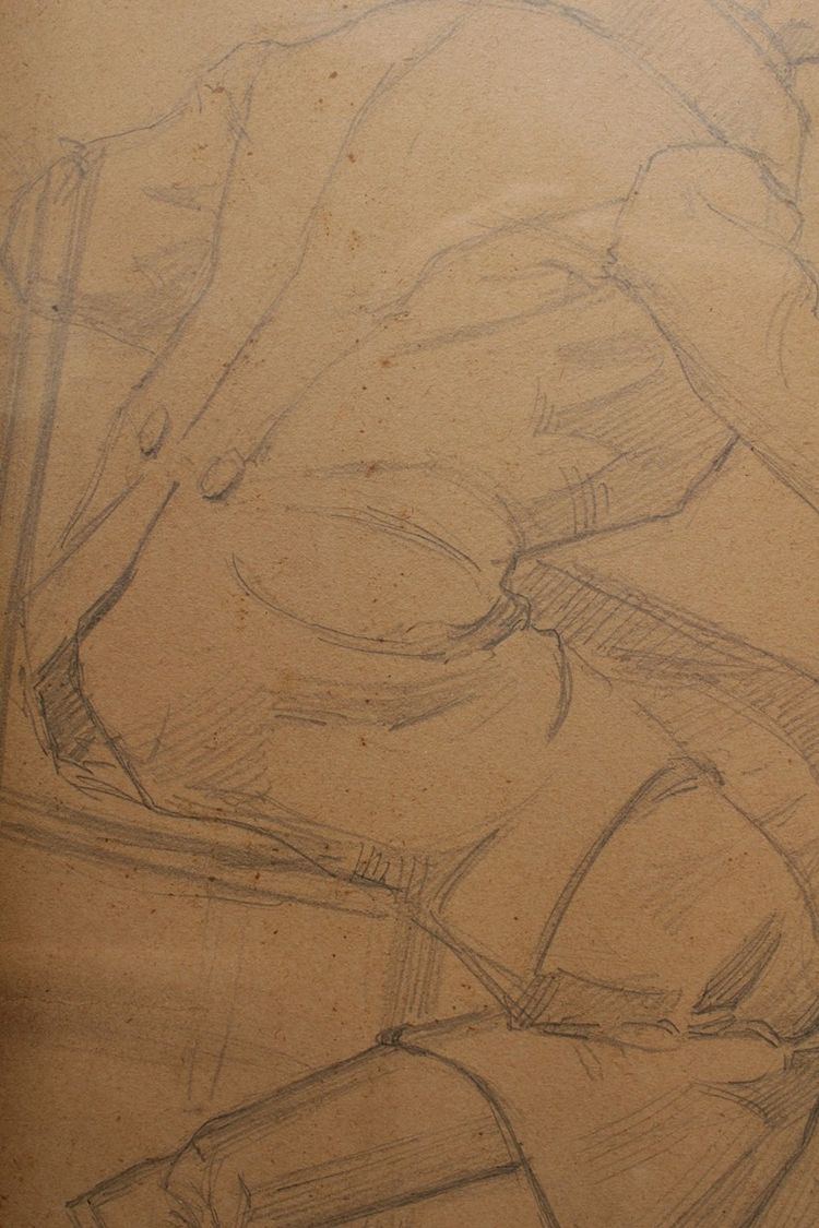 Pencil drawing 'Man in a frock coat' Signed André Marchand (1877-1951)