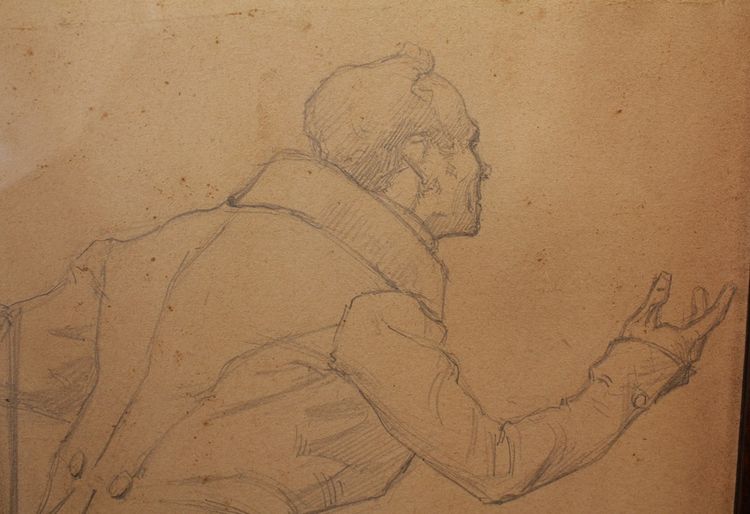 Pencil drawing 'Man in a frock coat' Signed André Marchand (1877-1951)