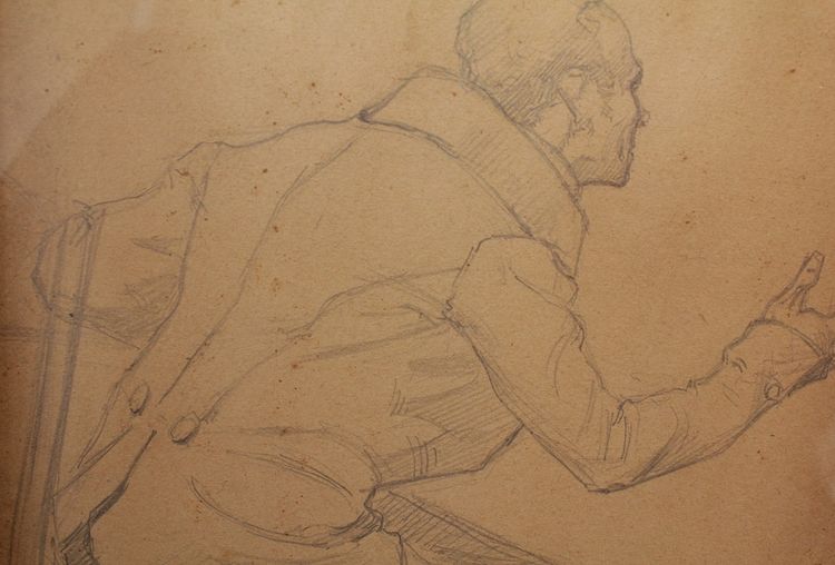 Pencil drawing 'Man in a frock coat' Signed André Marchand (1877-1951)