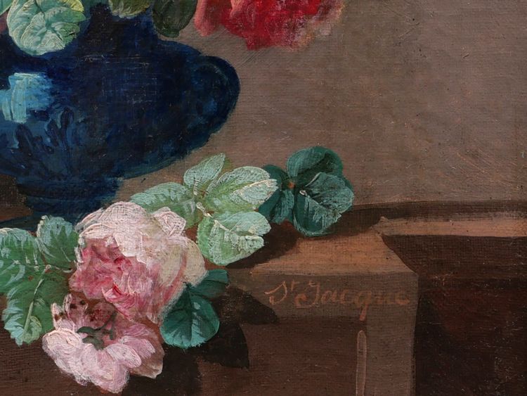 Thérèse SAINT-JACQUE, Paar Stillleben mit Blumenvasen