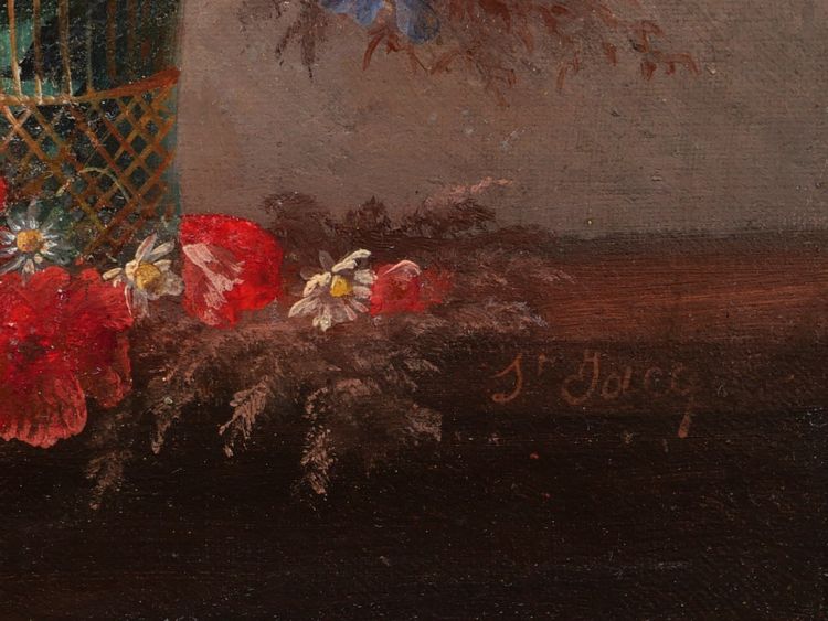 Thérèse SAINT-JACQUE, Paar Stillleben mit Blumenvasen