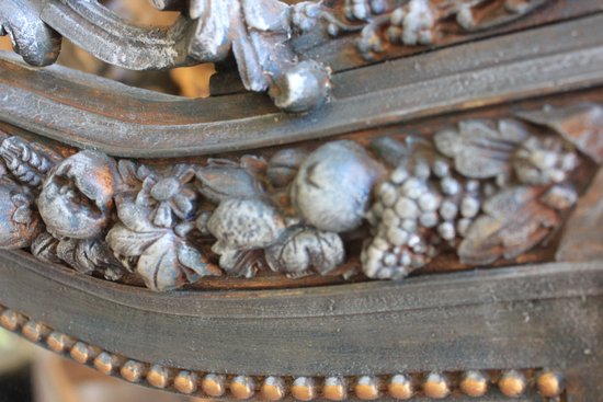 Antique Napoleon III Shell Fronton Mirror, Patinated 85 X 120 Cm