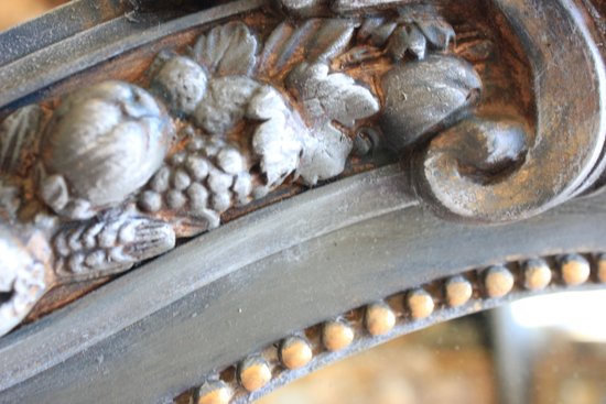 Antique Napoleon III Shell Fronton Mirror, Patinated 85 X 120 Cm