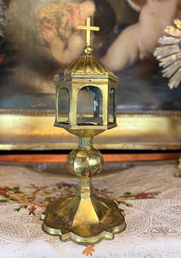 Monstrance Reliquary in copper - Circa 1500