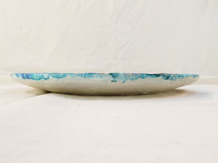 Grande piatto vintage in ceramica con decoro a forma di pesce azzurro degli anni '50/'60, dlg P-R LUCAS