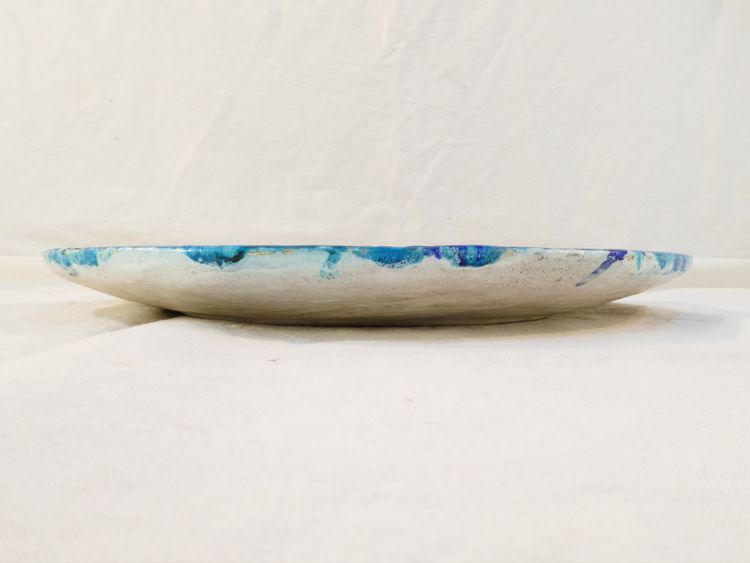 Grande piatto vintage in ceramica con decoro a forma di pesce azzurro degli anni '50/'60, dlg P-R LUCAS